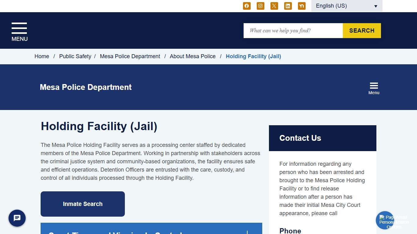 Holding Facility (Jail) - City of Mesa