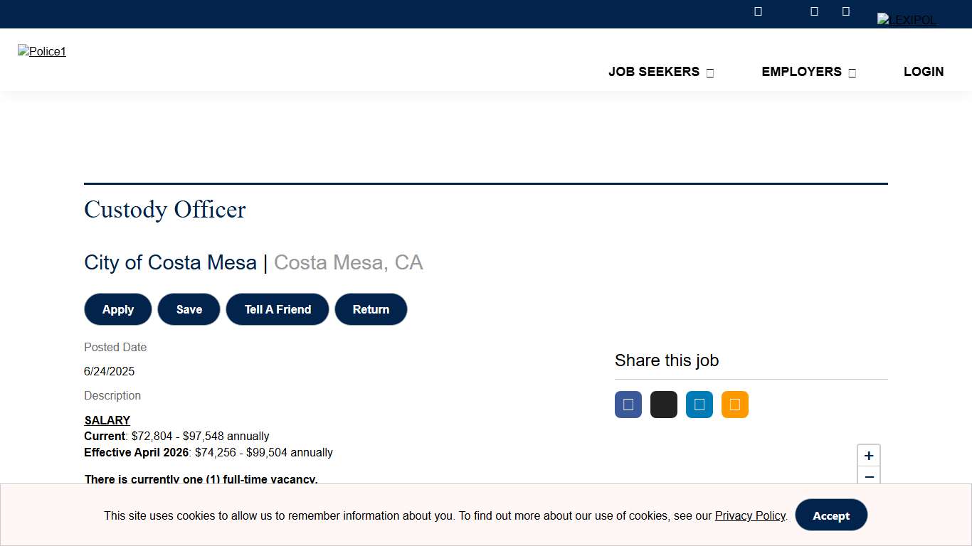 Custody Officer at City of Costa Mesa | Police1 and Corrections1