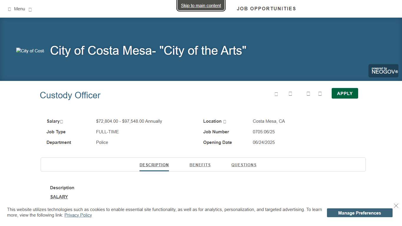 Job Opportunities | City of Costa Mesa- "City of the Arts"